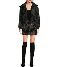 C&V Chelsea & Violet Long Sleeve Flocked Floral Woven Jacket