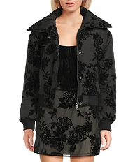 C&V Chelsea & Violet Long Sleeve Flocked Floral Woven Jacket