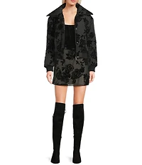 C&V Chelsea & Violet Long Sleeve Flocked Floral Woven Jacket