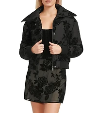 C&V Chelsea & Violet Long Sleeve Flocked Floral Woven Jacket