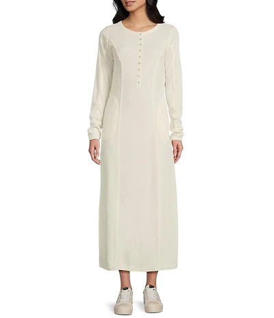 C&V Chelsea & Violet Long Sleeve Henley Maxi Dress