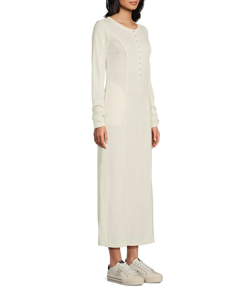 C&V Chelsea & Violet Long Sleeve Henley Maxi Dress
