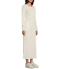 C&V Chelsea & Violet Long Sleeve Henley Maxi Dress