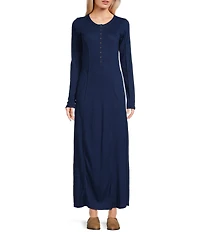 C&V Chelsea & Violet Long Sleeve Henley Maxi Dress