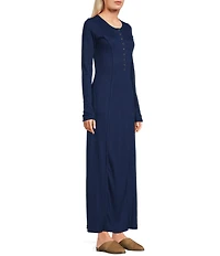 C&V Chelsea & Violet Long Sleeve Henley Maxi Dress