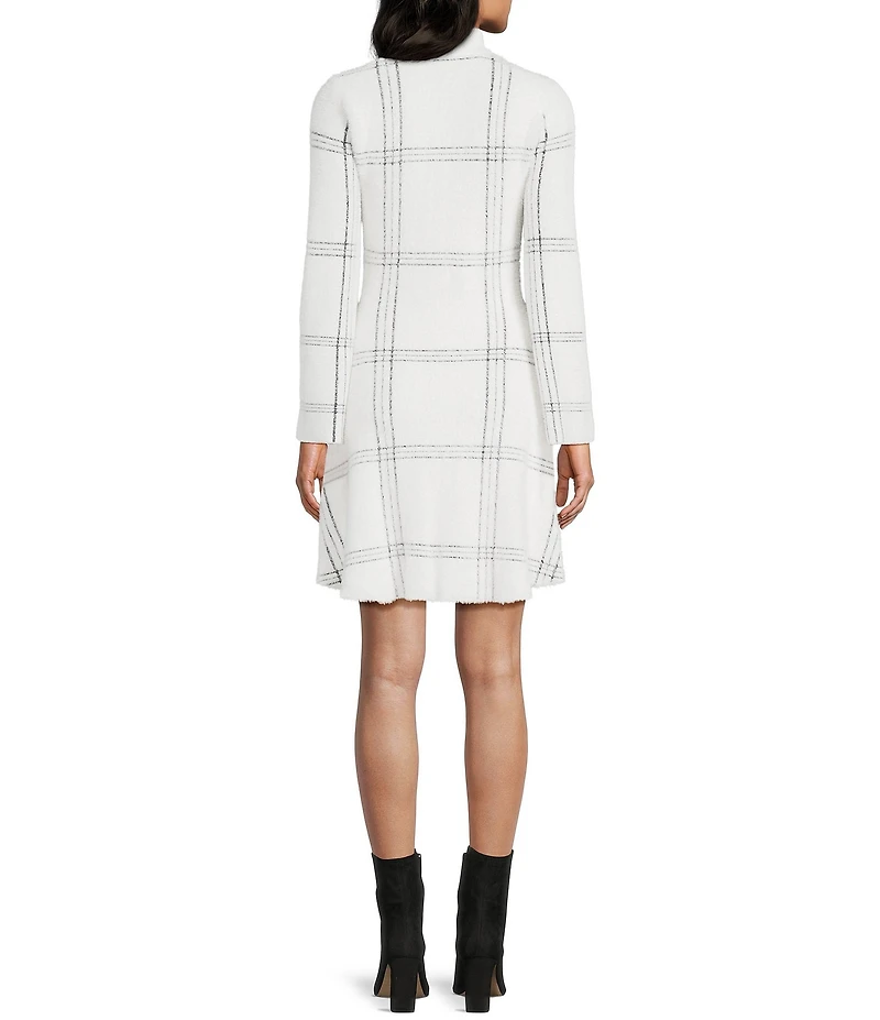 C&V Chelsea & Violet Long Sleeve Plaid Flare Sweater Dress
