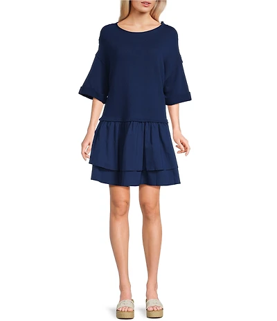 C&V Chelsea & Violet Media Mixed Peplum Dress