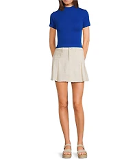 C&V Chelsea & Violet Mock Neck Seamless Knit Crop Top