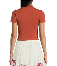 C&V Chelsea & Violet Mock Neck Seamless Knit Crop Top