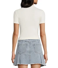C&V Chelsea & Violet Mock Neck Seamless Knit Crop Top