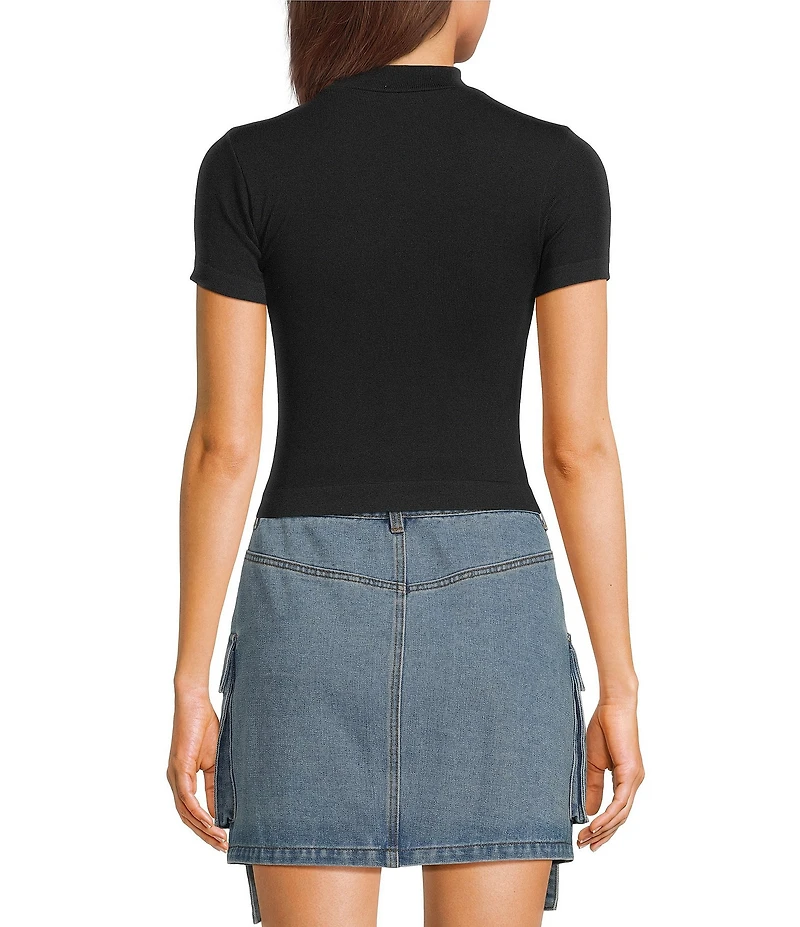 C&V Chelsea & Violet Mock Neck Seamless Knit Crop Top