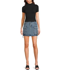 C&V Chelsea & Violet Mock Neck Seamless Knit Crop Top