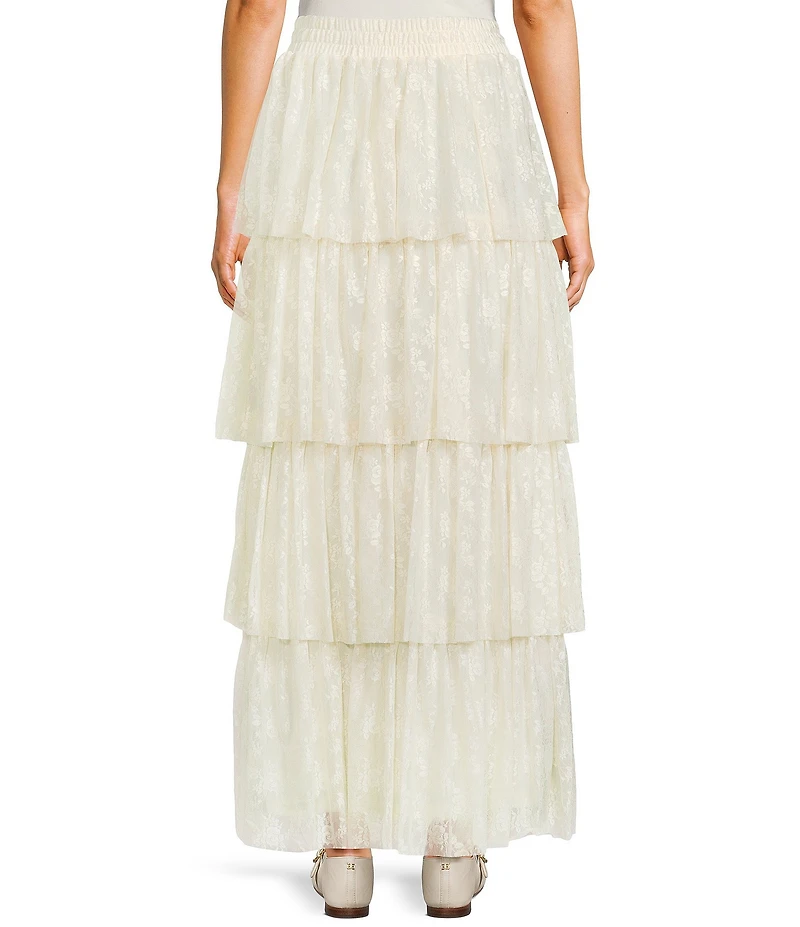 C&V Chelsea & Violet Multi-Layer Ruffle Maxi Skirt