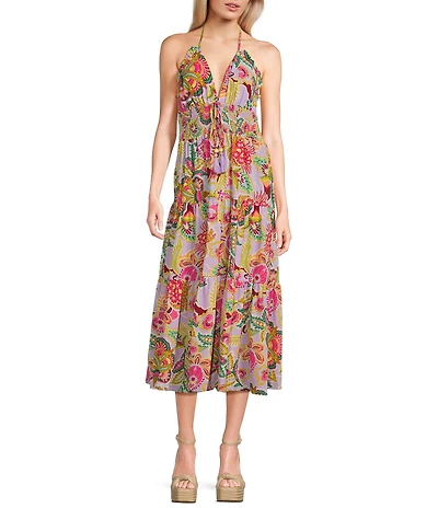 C&V Chelsea & Violet Paisley Printed Halter Midi Dress