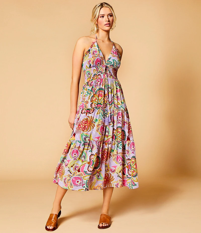C&V Chelsea & Violet Paisley Printed Halter Midi Dress