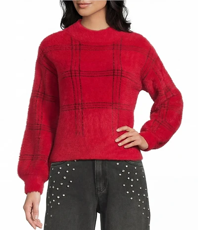 C&V Chelsea & Violet Plaid Eyelash Sweater