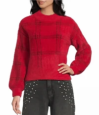 C&V Chelsea & Violet Plaid Eyelash Sweater