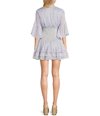 C&V Chelsea & Violet Printed Smocked Waist Mini Dress