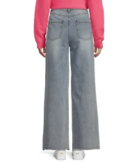 C&V Chelsea & Violet Distressed Rosette Wide Leg Denim Jeans