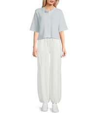 C&V Chelsea & Violet Short Sleeve Button-Front Short Sleeve Waffle Cardigan