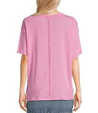 C&V Chelsea & Violet Short Sleeve Round Neck Burnout T-Shirt