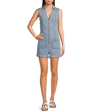 C&V Chelsea & Violet Sleeveless Rolled Hem Denim Romper
