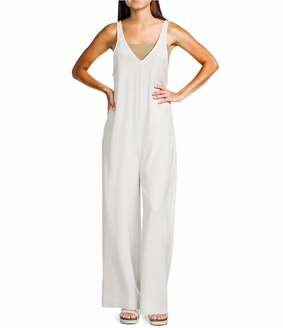 C&V Chelsea & Violet Sleeveless V-Neck Waistless Jumpsuit