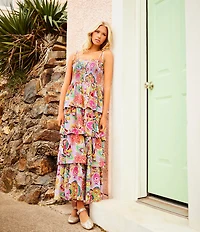 C&V Chelsea & Violet Square Neck Sleeveless Tiered Paisley Print Maxi Dress
