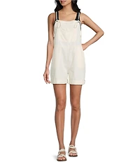 C&V Chelsea & Violet Square Neck Sleeveless Washed Twill Shortall