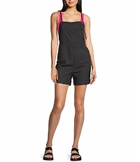 C&V Chelsea & Violet Square Neck Sleeveless Washed Twill Shortall