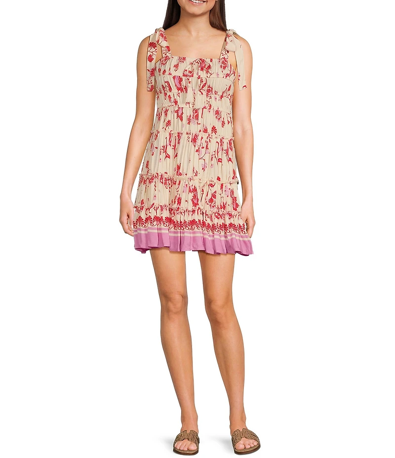 C&V Chelsea & Violet Tie Shoulder Floral Print Dress