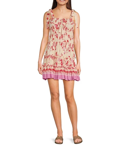 C&V Chelsea & Violet Tie Shoulder Floral Print Dress