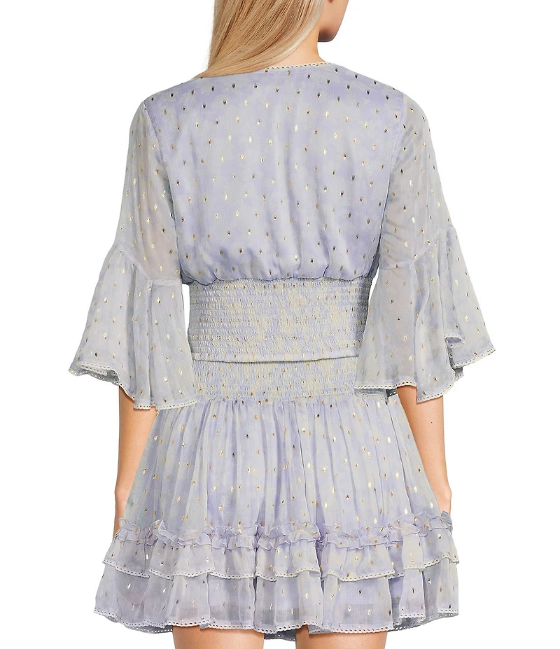C&V Chelsea & Violet V-Neck Long Sleeve Coordinating Smocked Top