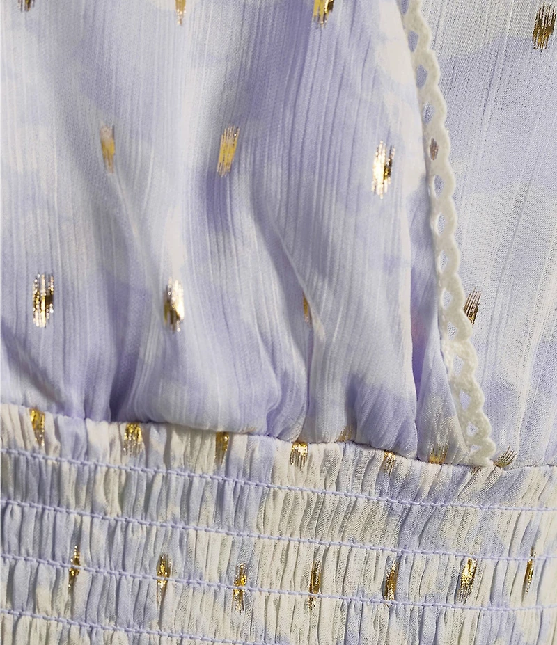 C&V Chelsea & Violet V-Neck Long Sleeve Coordinating Smocked Top