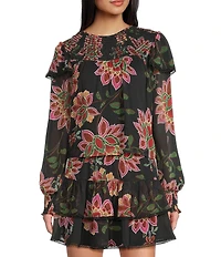 C&V Chelsea & Violet Woven Printed Fancy Smocked Coordinating Top