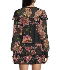 C&V Chelsea & Violet Woven Printed Fancy Smocked Coordinating Top
