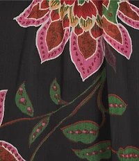C&V Chelsea & Violet Woven Printed Fancy Smocked Coordinating Top