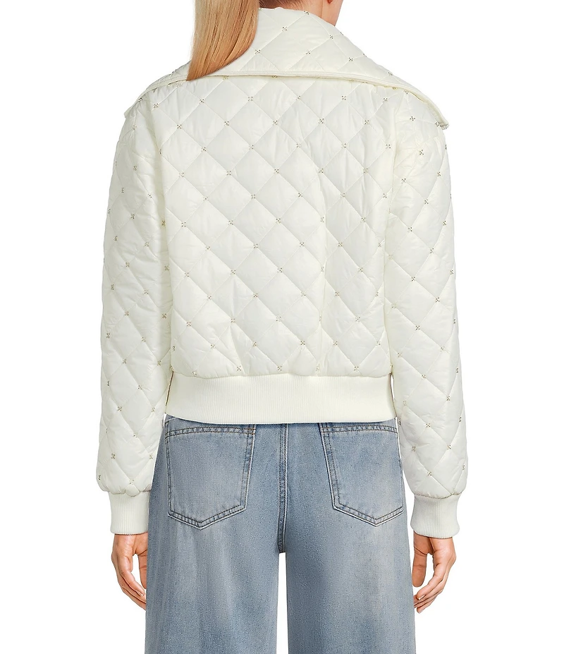 C&V Chelsea & Violet Zip Up Front Beaded Quilted Puffer Jacket