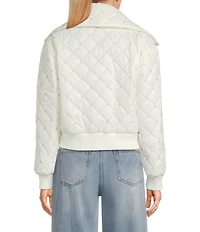 C&V Chelsea & Violet Zip Up Front Beaded Quilted Puffer Jacket
