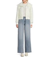 C&V Chelsea & Violet Zip Up Front Beaded Quilted Puffer Jacket