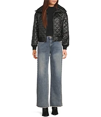 C&V Chelsea & Violet Zip Up Front Beaded Quilted Puffer Jacket