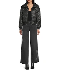 C&V Chelsea & Violet Zip Up Front Beaded Quilted Puffer Jacket