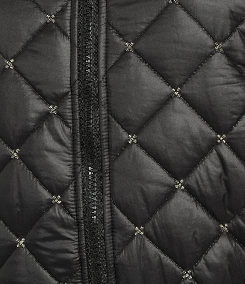C&V Chelsea & Violet Zip Up Front Beaded Quilted Puffer Jacket