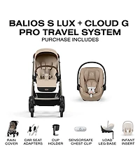 Cybex Balios S Lux Stroller & Cloud G Pro Car Seat With Load Leg Base Travel System
