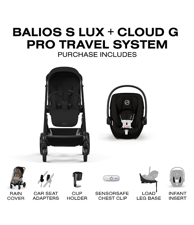 Cybex Balios S Lux Stroller & Cloud G Pro Car Seat With Load Leg Base Travel System
