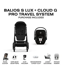 Cybex Balios S Lux Stroller & Cloud G Pro Car Seat With Load Leg Base Travel System