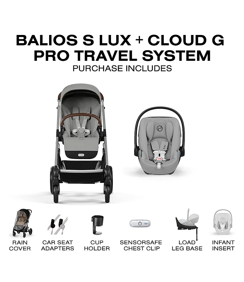 Cybex Balios S Lux Stroller & Cloud G Pro Car Seat With Load Leg Base Travel System