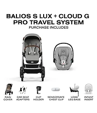 Cybex Balios S Lux Stroller & Cloud G Pro Car Seat With Load Leg Base Travel System