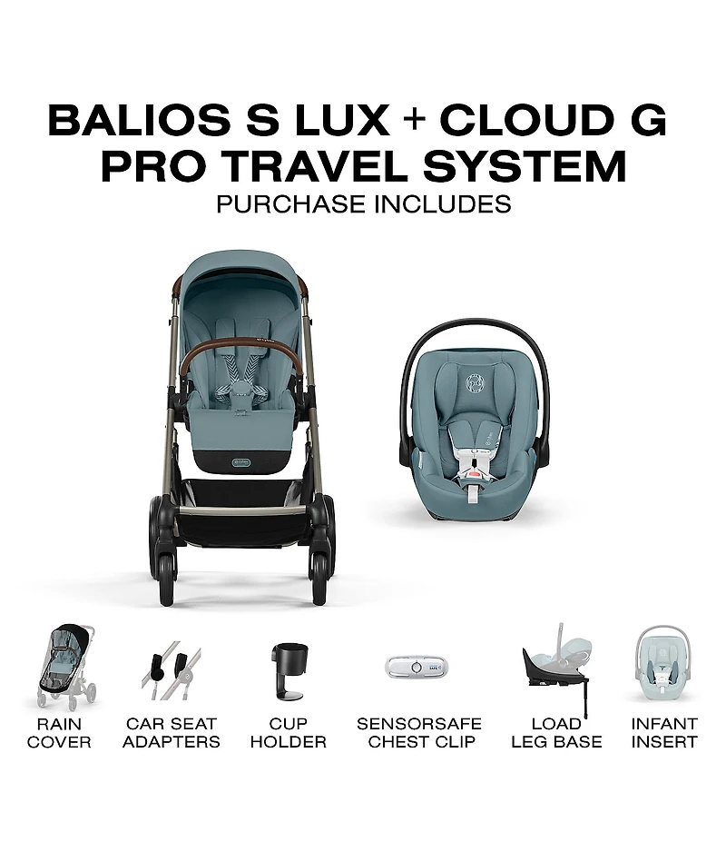 Cybex Balios S Lux Stroller & Cloud G Pro Car Seat With Load Leg Base Travel System