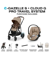 Cybex E-Gazelle S Stroller & Cloud G Pro Infant Car Seat With Load Leg Base Travel System